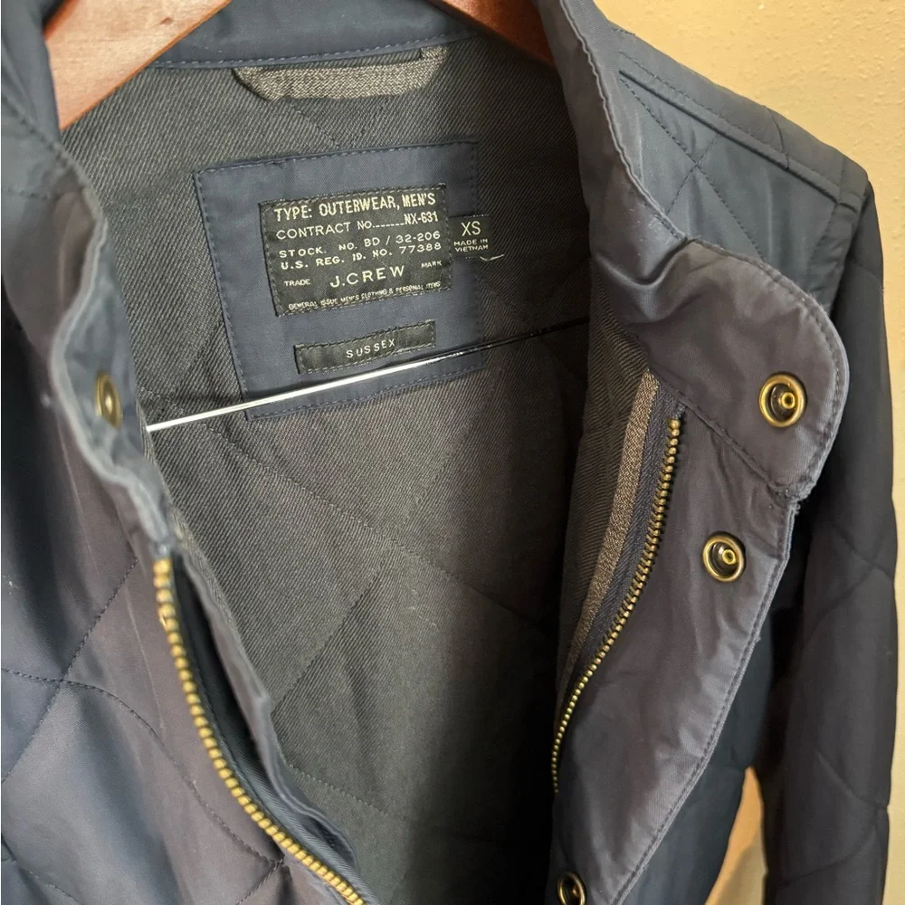 J.Crew Men’s Quilted Field Jacket XS Navy Lightweight Snap Front Coat